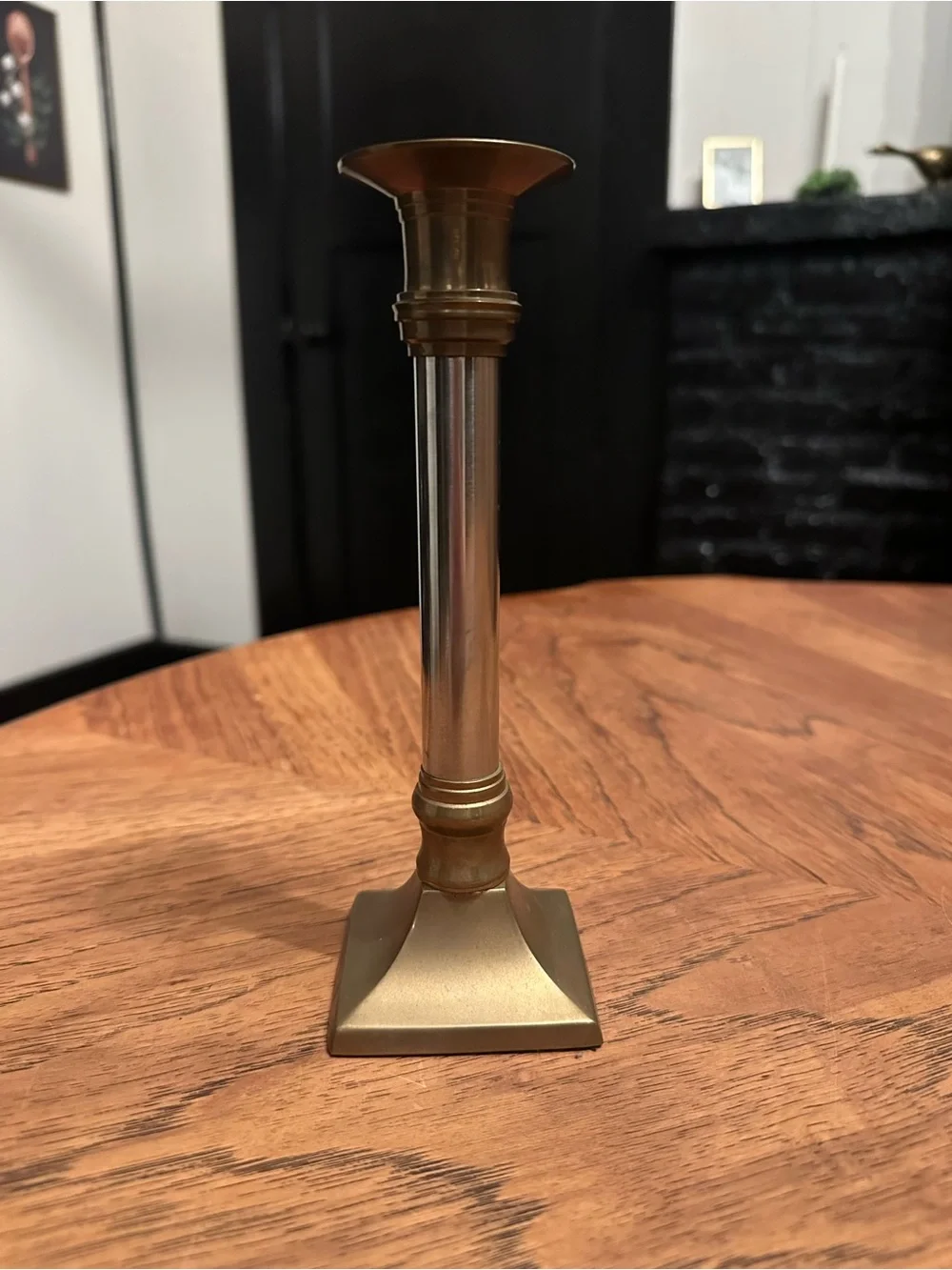 Brass Finish Taper Candle Holder - Gold